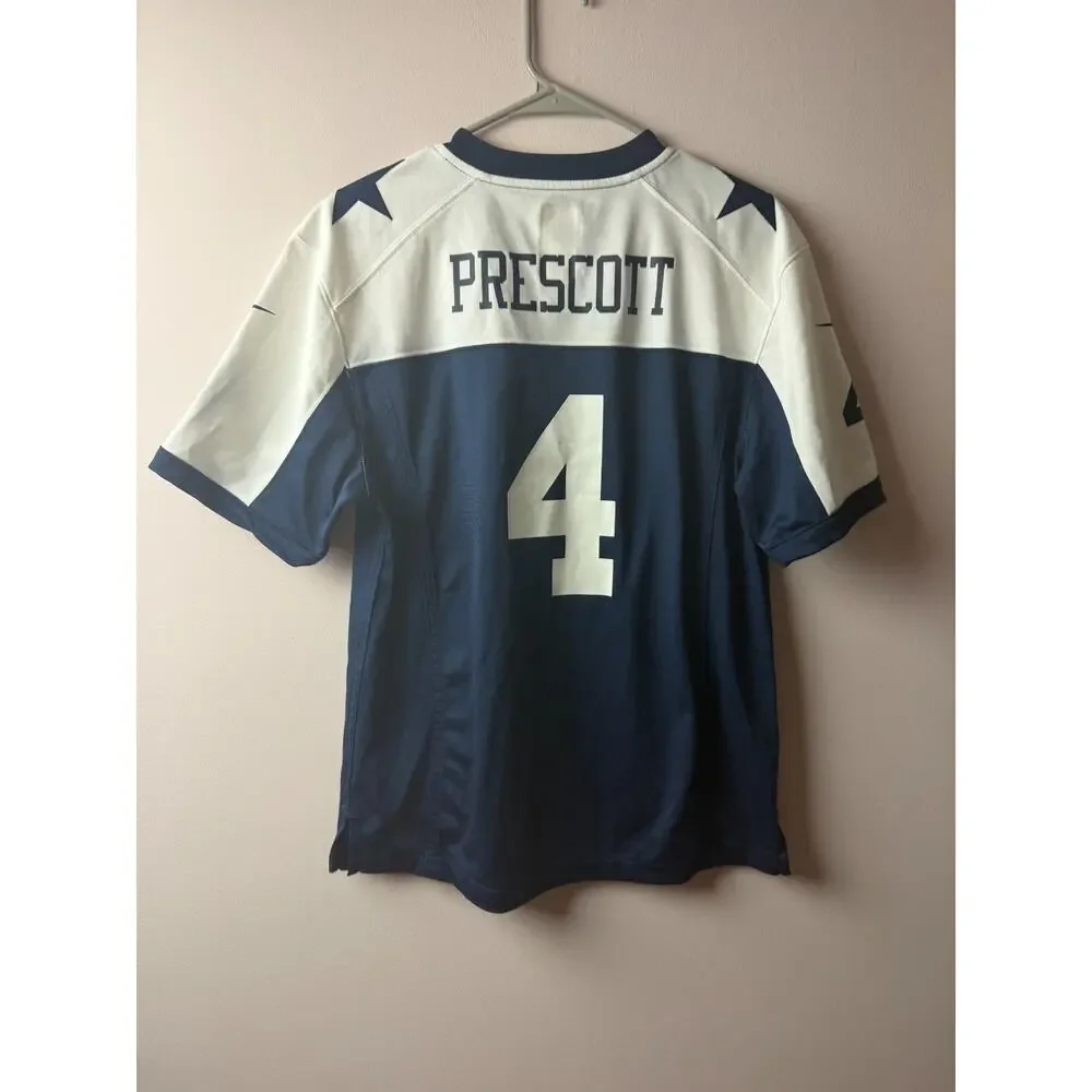 Cowboys Prescott #4 Nike NFL Jersey Youth XL 18/20 Navy White- FITS WOMAN MED/LR